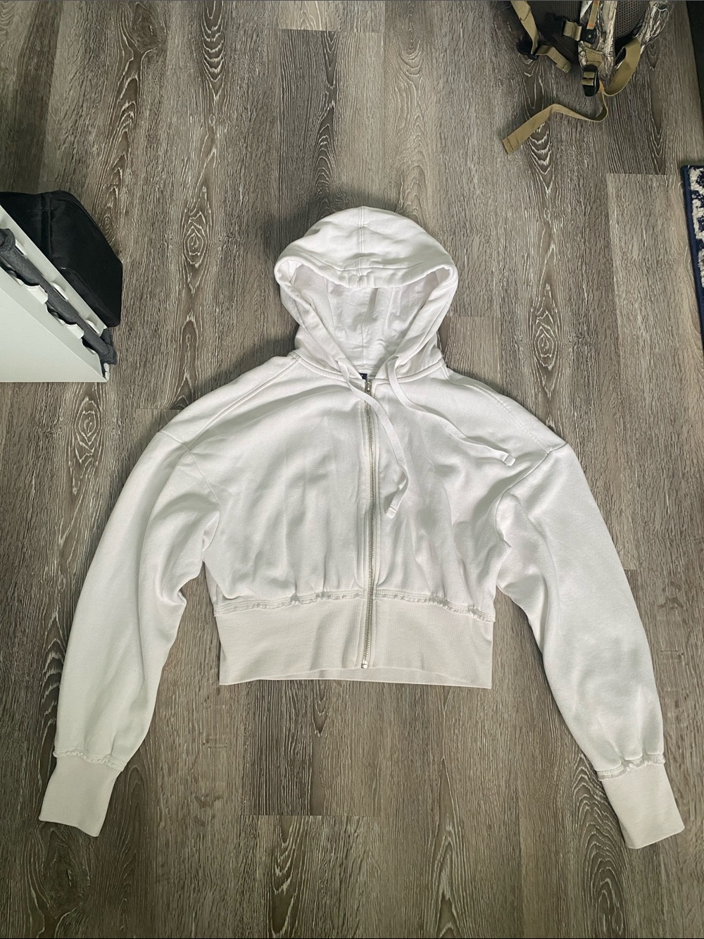 Divided White Cropped Zip Hoodie